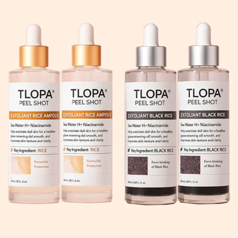 TLOPA® Peel Shot Glow Rice Ampoule Set Brightening Exfoliating Moisturizing Serum - Suitable for all skin types