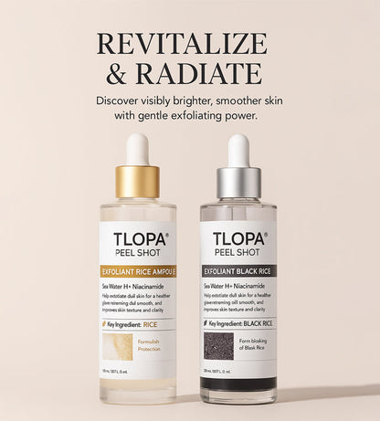 TLOPA® Peel Shot Glow Rice Ampoule Set Brightening Exfoliating Moisturizing Serum - Suitable for all skin types