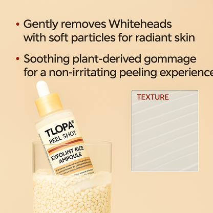 TLOPA® Peel Shot Glow Rice Ampoule Set Brightening Exfoliating Moisturizing Serum - Suitable for all skin types