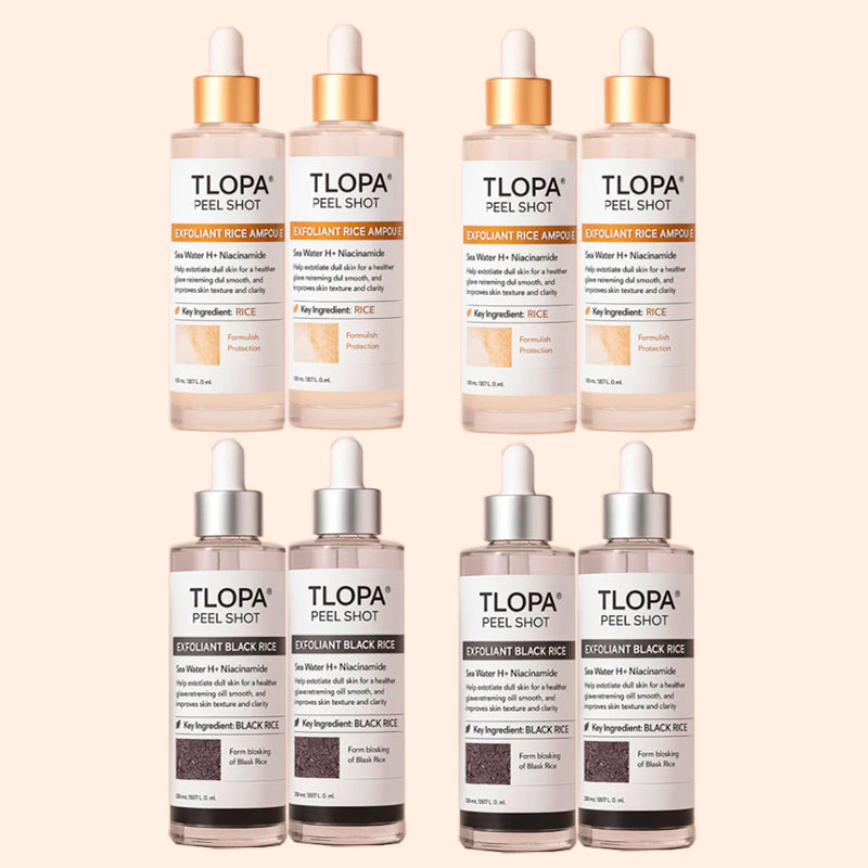 TLOPA® Peel Shot Glow Rice Ampoule Set Brightening Exfoliating Moisturizing Serum - Suitable for all skin types