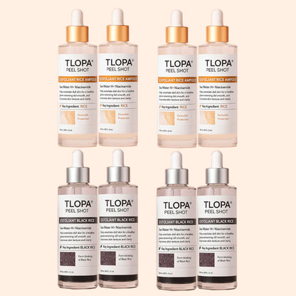 TLOPA® Peel Shot Glow Rice Ampoule Set Brightening Exfoliating Moisturizing Serum - Suitable for all skin types